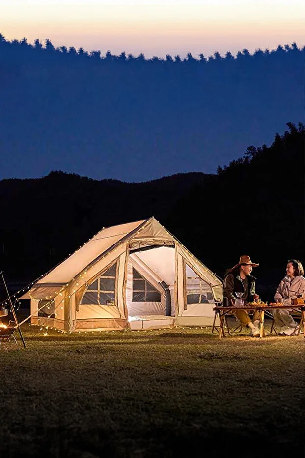 6 Kişilik 4 Mevsim Şişme Çadır Şeffaf Tavan Pencereli (2 Kapılı) 300x210cm (Kış Şartlarına Uygun)